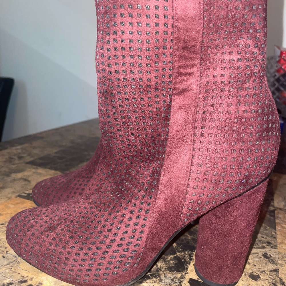Suede Burgundy Booties.